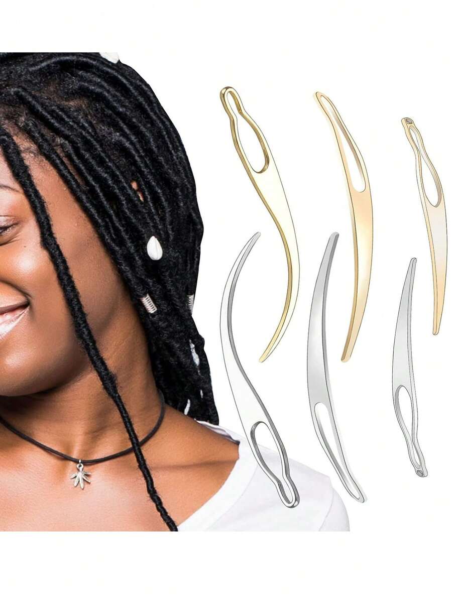 6pcs Locking Tool Set, Includes Braiding Locking Tool, Interlocking Tool, Sister Locking Tool, Crochet Hook, Dreadlocks Extension Styling Tool, Hair Extension Tool - Multicolor - View 1