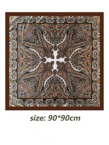 1pc Bohemian Paisley Print Satin Scarf, New Spring/Summer 90cm Silk Scarf/Headscarf, Versatile Beach Accessory - D9500 - View 4