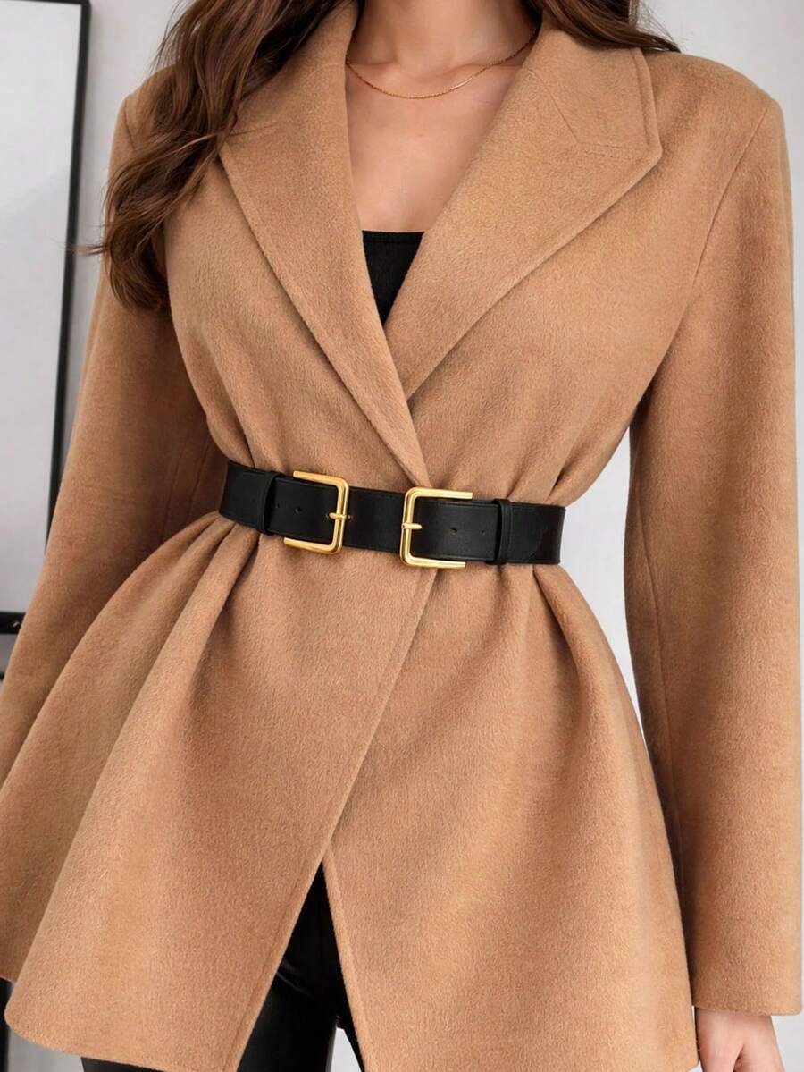 1 st svart elastiskt midjebälte för kvinnor, passar jackor och rockar - Svart - Visa 1