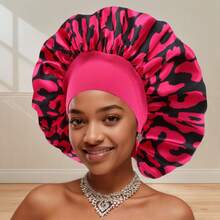 Satin Bonnet Silk Bonnet, Hair Bonnet For Sleeping, Elastic Wide Band Silk Sleep Cap, Soft And Breathable(Leopard) Hair Sleep Cap - Leopard Print - Multicolor - View 2