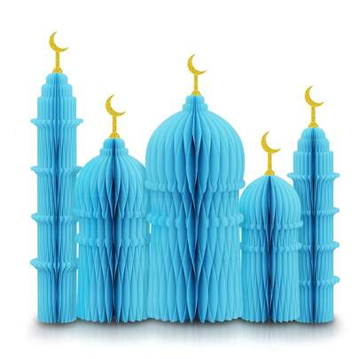 5개 라마단 피규어 장식품 벌집 종이 이드 테이블 중앙 장식 2026 라마단 무바라크 가정용 장식