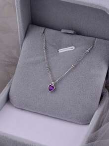 1pc S925 Sterling Silver Romantic Heart Pendant Necklace, Elegant & Sweet Charm Clavicle Chain, Precious Gift - Love - View 18