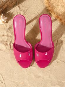 On feet& in love Giày sandal nữ thời trang, thanh lịch, mũi tròn, hở mũi, chất liệu da bóng, thích hợp phối cùng váy, gót cao mảnh. - Màu Hồng Tươi - Xem 6