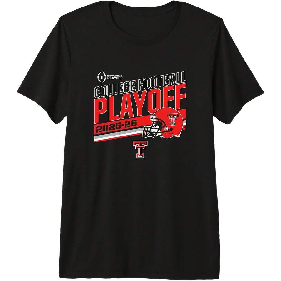 Texas Tech Red  College Football Playoff Ste 2025 Pm Tri-Blend T-Shirt All Seasons,220g Pure Cotton Single-Sided Printed Crew Neck Short-Sleeved T-Shirt,Unisex Top,Base Layer - Màu 5 - Xem 1