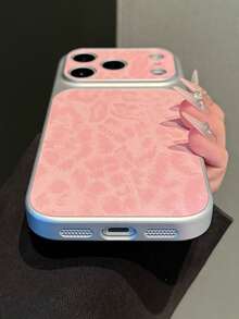 1个可爱Y2K少女风全印花豹纹手机壳，兼容 17/16/15/14 Pro Max，电镀边框硬质PC材质 - 粉色 - 查看 5