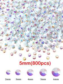 2000/800/400顆/袋 樹脂水鑽 2mm-6mm 透明白色 AB 平底水鑽，適用於 DIY 手作、美甲裝飾、手機殼、鞋子、衣物、手工藝、美甲鑽飾、美甲用品、美甲飾品 - 彩色 - 查看 10