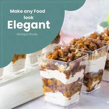 25/50/100/200Pcs, 5 Oz Plastic Clear Square Parfait Cups With Spoons, Party Small Serving Dessert Bowls For Appetizers, Puddings, Mousse, Yogurt, Parfait Ice Cream - Transparent - View 6