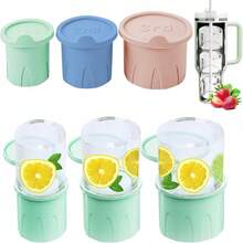 4pcs Reusable Silicone Ice Cube Tray Mold With Lid, Fits 20oz, 30oz, 40oz Insulated Tumblers, Compatible With Stanley Back To School Series - Multicolor - View 1
