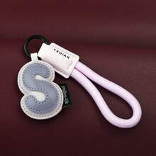 1pc Creative PU Leather 26 English Letter Keychain Pendant, Minimalist Couples Car Bag Key Chain Accessory Gift - Multicolor - View 13