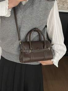 女士手提包，时尚优雅设计，高品质，可作单肩包使用，适合购物和通勤，咖啡色 - 咖啡 - 查看 3