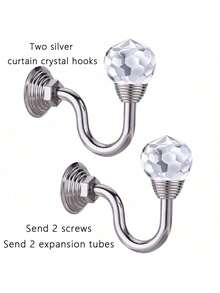2个水晶窗帘挂钩，经典英式风格小号墙钩，浴室墙钩 - 窗簾掛鉤 - 查看 1