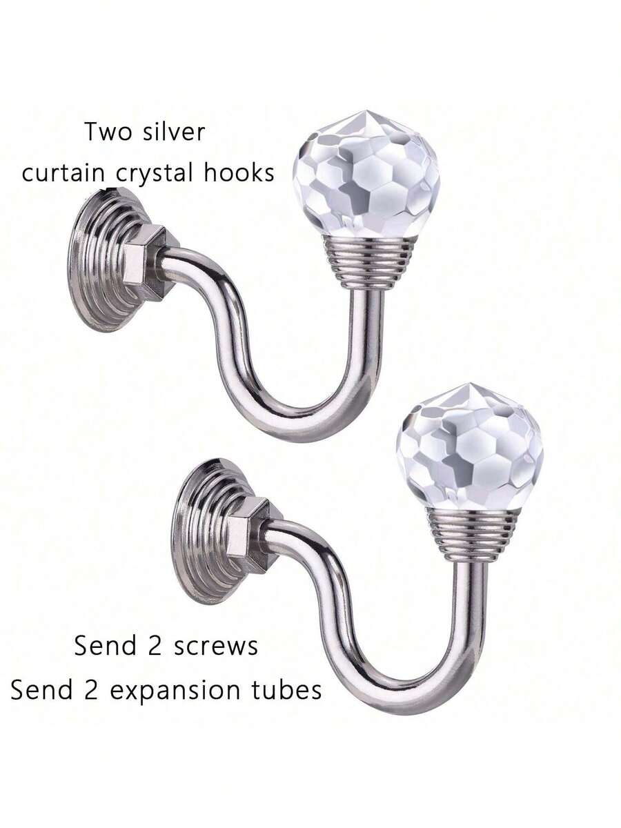 2个水晶窗帘挂钩，经典英式风格小号墙钩，浴室墙钩 - 窗簾掛鉤 - 查看 1