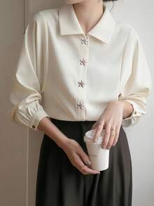 1/2/4pcs Women's Rhinestone Button Covers, Crystal Button Caps, Detachable Clip-On Button Covers, Crystal Fashion Buttons, Suitable For Dresses, Suits, Shirts And Other Garments, Comes With Pressing Pliers Tool - A - View 5