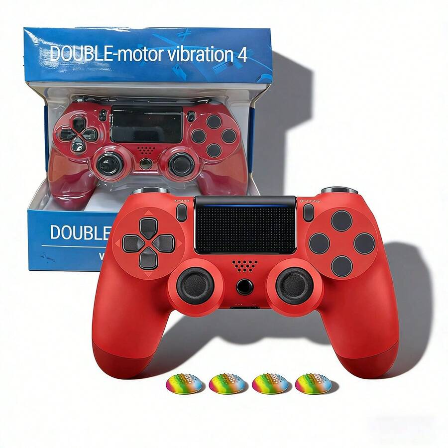 Upgraded Wireless P-4 Controller, 1000mAh Long-Lasting Battery & USB-C Cable, Dual Shock Vibration & Precision 6-Axis Gyro Sensor, Multi-Touch Pad & Share Button, Compatible With P-Aystation 4 / P*4 Slim / P*4 Pro / PC Gaming, Includes Stereo Headset Jack - 紅色 - 查看 1