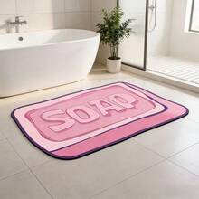 浴室防滑硅藻泥地垫，粉色不规则肥皂形地垫，超强吸水防污，底部背面防滑设计，不易滑动，防止踩踏，易于清洁可水洗，适合放置于玄关、浴室和厨房门边。 - 彩色 - 查看 5