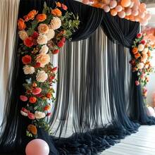 1 Rollo de Tul Transparente, Adecuado para Arco de Boda DIY, Decoración, Cortinas, Ropa, Decoración del Hogar, Ceremonia de Boda, Decoración de Sillas, Fondo Transparente para Boda, Fiesta, Decoración de Techo - Negro - Ver 7
