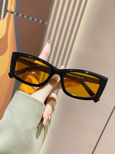 Retro Rectangular Y2K Small Frame Fashion Glasses, Women Plastic Street Style Decorative Fashion Glasses, Unisex Daily Wear