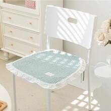 四季棉质椅垫，蕾丝花边，系带式，清新田园风格，适用于餐椅、学生椅、办公室/汽车座椅，防滑，可机洗 - A - 查看 13