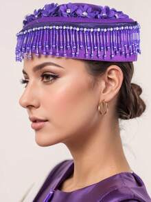 1pc Retro European & American Fashion Flight Attendant Hat, Women's Felt Wool Beret Cap, Versatile Stewardess Hat - Multicolor - View 11