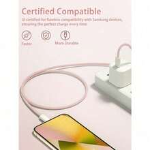 3.3/6.6/10ft USB-C To Type-C Fast Charging Data Cable, Nylon Braided, Compatible With IPhone 17/16/15/Pro/Pro Max/IPad, And Other Android Phones, Supports 60W~18W Fast Charging, Suitable For Indoor/Outdoor/Travel And Car Use - hồng-1m - Xem 2
