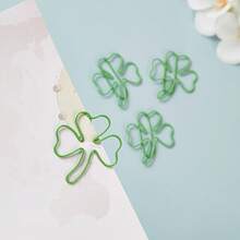 10 Green Clover-Shaped Paper Clips Made Of Metal. Perfect Gifts For Teachers, Students, Classrooms, Office Supplies, Valentine's Day, Ramadan, And Various Festivals. - A - View 5