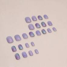 Lavender Iridescent Glitter Glue On Nail Tips, Soft Lavender Gradient & Multi-Hue Glitter Ombre Acrylic Nails, Dreamy Ethereal Full Cover False Nails, Fade-Resistant Waterproof Wearable Manicure Pieces, 24 Count Fairy Faux Nails For Fashion Individuals, Daily Wear Fairy Themed Party Birthday Celebration Garden Wedding Holiday Brunch Unique Style Expression Fantasy Photo Shoot Occasions - 無色 - 查看 4