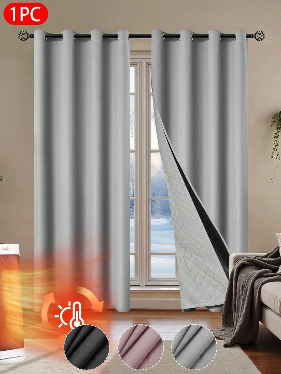 1 tấm rèm màu trơn, cản sáng 100%, có lớp lót cotton, cách nhiệt, cách âm, chống lạnh, chống tia UV, lớp lót có thể tháo rời, thiết kế khoen và móc treo phía trên, thích hợp cho phòng khách, phòng ngủ, ban công và trang trí nhà cửa. - Nhiều màu - Xem 1