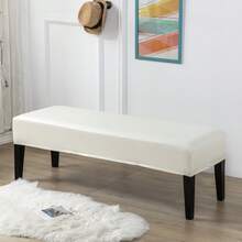 1pc Stretchable PU Waterproof Bench Cover, Suitable For Home Decor, Machine Washable, Modern Style Bench Slipcover, Elastic PU Dining Bench Seat Cover For Bedroom, Living Room, Kitchen, Protects Chair Bench Piano Bench Seat Covers, Removable - Multicolor - View 17