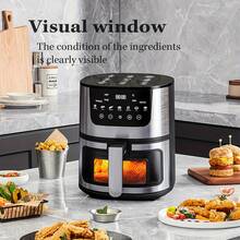 Senmeo 7.5QT Freidora de aire multifunción 8 en 1, con control táctil mejorado, ventana de visualización y rejilla de acero inoxidable, perfecta para cenas familiares/fiestas - excelente para comidas de Año Nuevo e invierno - Tipo de Enchufe A USA (110-127V) - Ver 6