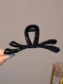 4pcs/3pcs/1pc Women Coffee Color Solid Bow Oversized Plastic Hair Clips, Fashion Versatile, Elegant Minimalist, Solid Marble Texture Hair Claws, Suitable For Daily, Casual, Party, Beach, Vacation, Hairstyling, Face/Hair Washing, Makeup, Outfit Accessories, Autumn Fashion Hair Clips, Autumn Hair Accessories, Winter Hair Clips, Summer Hair Clips - Multicolor - View 9