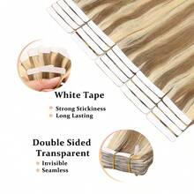 Women's Invisible PU Tape Hair Extensions - Straight, Suitable For All Hair Types, Deep Golden & Light Golden High Gloss, Seamless Natural Effect And Adds Volume, Durable Tape-In Hair Extensions - S14/613 - View 6