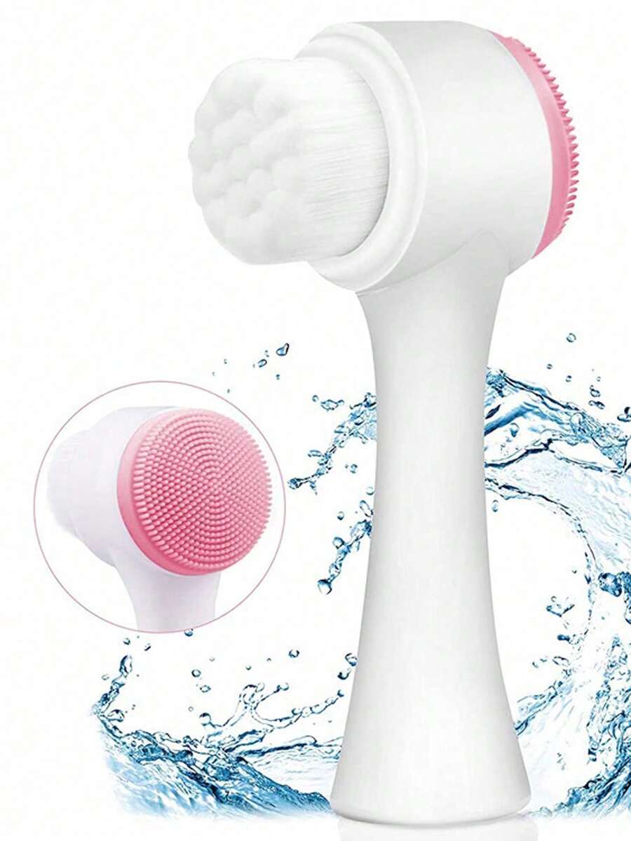 Escova de limpeza facial unissex em silicone macio, 2 em 1, com massagem manual dupla para limpeza profunda dos poros e esfoliação suave. Remove eficazmente células mortas e impurezas do rosto e do corpo. Ideal para massagem, cuidados com a pele, remoção de maquiagem, beleza, limpeza facial, higiene pessoal e limpeza em geral. Portátil e fácil de limpar, pode ser usada em casa, no chuveiro, no banheiro, no spa, na escola, nas férias e na praia. Óleo de limpeza corporal, acessório de banheiro, decoração para banheiro, pequeno utensílio de banheiro, acessório para banheiro, utensílio de banho, artigos de higiene pessoal, presente para o Dia das Mães e para o Dia dos Pais. - A - Ver 1