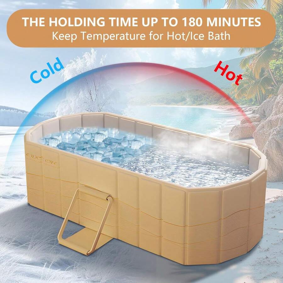 Portable Foldable Bathtub, No Installation Required, For Hot And Ice Baths, Indoor & Outdoor Use, Ideal For Spontaneous Relaxation Moments - 1.2M - View 1