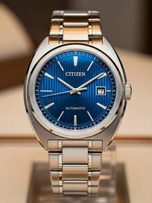 CITIZEN Men's Automatic Mechanical Wristwatch, Stainless Steel Case, Sapphire Crystal Dial, Water Resistant With Calendar Function, Fashionable Men's Watch Suitable For Daily Business And Other Occasions