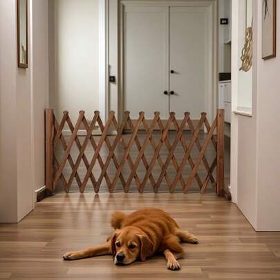 木制宠物围栏，可伸缩狗门，室内安全屏障，适用于家庭、卧室、门口和楼梯 - 安装简便，（47.24/62.99/78.74 英寸），狗门，春、夏、秋、冬四季均可使用