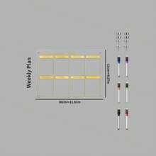 一套磁性金色亚克力书写板，冰箱贴展示板，可重复书写周/月日历磁性白板，膳食计划板，金色线条磁性留言板（含6支磁性白板笔）