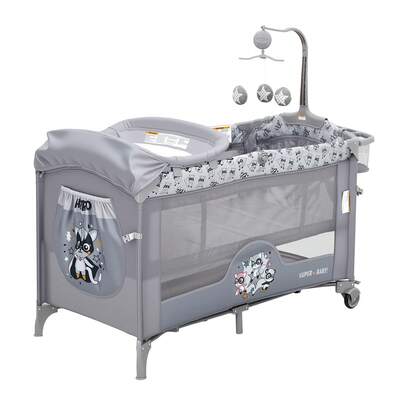 Cuna Colecho Portátil para Bebé Cuatro en Uno Pack and Play con Cambiador Ruedas Mesa de Juegos y Almacenaje