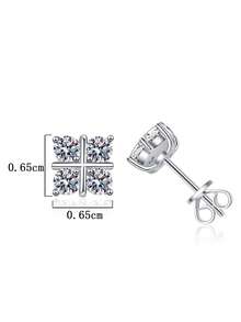 2pcs Elegant 925 Sterling Silver 0.4Carat X 2 Moissanite Stud Earrings, Suitable For Women's Daily Wear, Party, Holiday, Valentine's Day, Mother's Day, Birthday, Wedding Anniversary, Holiday Gift - EH0005M - View 4