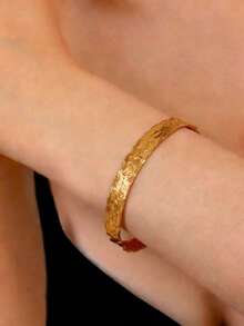 4 件套简约优雅复古圆形镂空花卉图案手链套装，百搭夏季度假时尚女士配饰 - 金色 - 查看 9