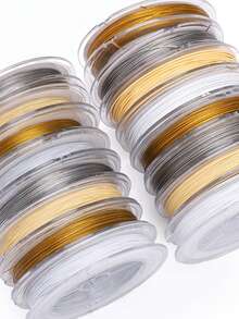 1/4 cuộn dây thép không gỉ 304 7 sợi màu vàng và bạc - Dây thủ công siêu mềm dẻo với độ dày siêu mỏng 0.3mm-0.6mm, độ bền chắc chắn để làm vòng cổ & vòng tay, các dự án DIY xâu hạt, dây dùng để làm trang sức, tạo vòng tay, thủ công không cần bảo dưỡng (1/4 cuộn) - dây - Xem 4