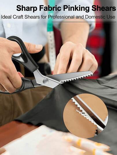 Serrated Scissors, Triangle Serrated Sewing Scissors, Heavy-Duty Serrated Fabric Scissors, Adult Handicraft Scissors, Suitable For Sewing Fabric, Leather And Cardboard; Professional Handheld Sewing Tool.