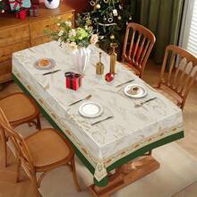 1pc Large Elegant European Linen Tablecloth With Floral Print - Rectangular Dining Table Cover, , Machine- For, Restaurant, Wedding, Banquet - Durable & Easy-Care Linen Fabric - Multicolor - View 4
