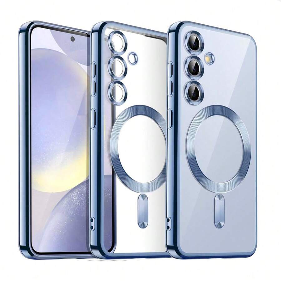 适用于三星 Galaxy A06 A16 A26 A36 A56 S25 Ultra S24 Ultra S25 FE 的磁吸透明手机壳，内置摄像头镜头保护膜，采用奢华电镀软 TPU 材质，透明防震超薄保护套，也兼容 17/16/15/14/13/12/11 系列、17 Pro Max，圣诞礼物，国际版，非国内版