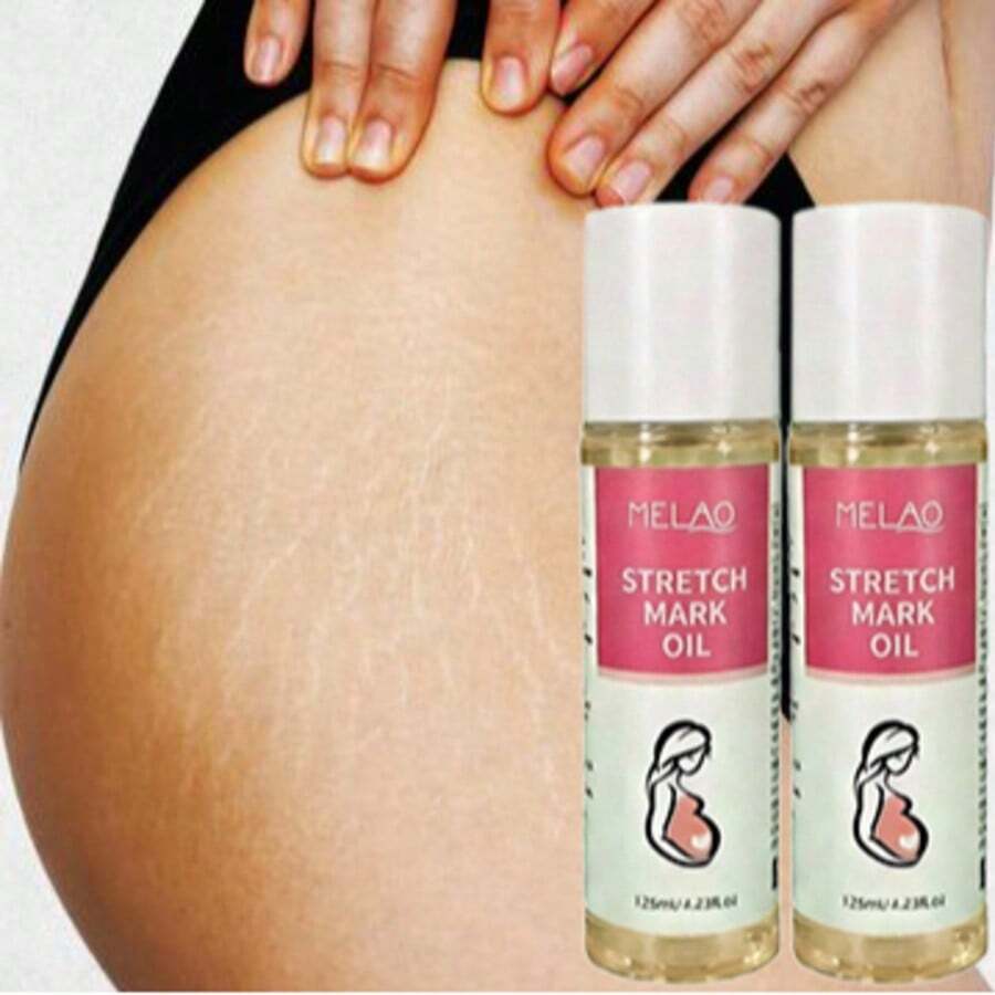 2 Bottles MELAO Firming Body Oil, Specially Designed For Stretch Marks, Stretch Mark Care Oil And Abdominal Care Oil, Suitable For Pregnancy And Postpartum, Containing Natural Plant Oils, Fading Stretch Marks, Firming Skin, 125ml - Rose Red - View 1