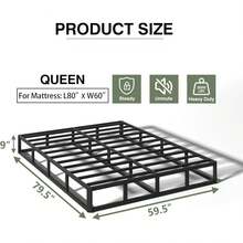 9 Inch Box Spring For Queen Bed, Heavy Duty Metal Mattress Foundation, 3000 Lbs Capacity, High Profile, Noise-Free, Easy Assembly With Fabric Cover,Bed Frame,Bed,Bedroom Furniture - 女王 - 查看 7