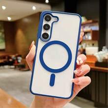 Compatible With Samsung Galaxy A56, A36, A26, A16, S25FE, A17 Phone Cases, Strong Magnetic Adsorption Ultra-Thin Anti-Fall Protective Case, S25 Ultra, S24 Ultra Transparent Hard Back Cover - Dark Blue - View 7