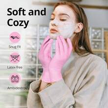 100pc Disposable Nitrile Latex Free Tattto Nail Hair Salon Cleaning Gloves - cherry Blossom - 查看 2