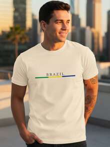 Brazil Patriot T-Shirt Green Yellow Gym Vacation Summer - 米色 - 查看 3