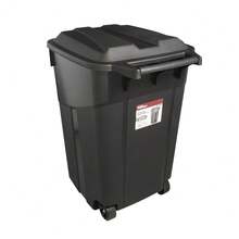 Spacious 45 Gallon Wheeled Heavy Duty Plastic Garbage Can With Attached Lid - Durable Home Garage Yard Outdoor Storage Solution - 1 - View 11