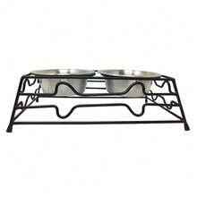 Metal Elevated Pet Diner With Stainless Steel Bowls Included, Small Capacity 12.68 Fl Oz - S - View 3